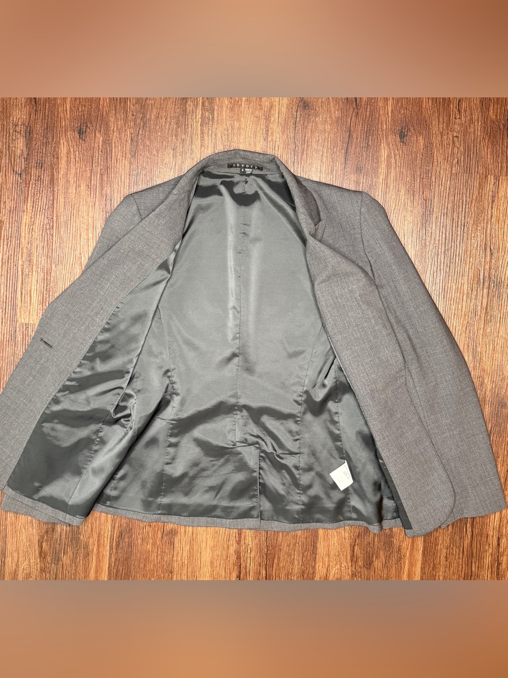 Theory Gabe B Tailor Wool Blazer Jacket Size 8 Heather Gray One Button Office - Picture 5 of 16